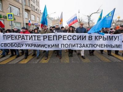 "Свободу украинским политзаключенным!" (Марш памяти Бориса Немцова, 2017 г.) Фото: nasedkin.livejournal.com